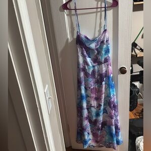 Lulu's Watercolor Maxi Dress in Blue and Purple